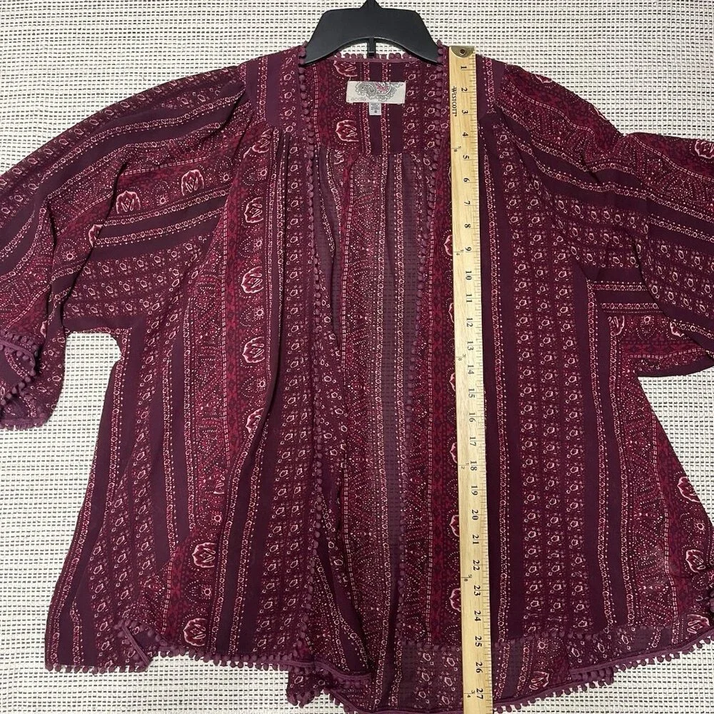 Ecote Urban Outfitters Boho Geometric Tribal Print Kimono Sleeve Burgundy Small - Picture 8 of 8
